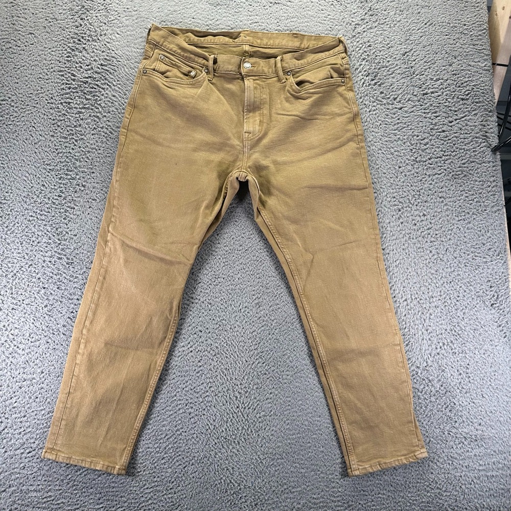 Old Navy Jeans Mens 37x28 Brown Cotton Denim Straight Workwear Travel Stretch